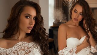 The bride ran away from the wedding and met a stranger who fucked her hard
