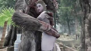 Dark Elf gets her pussy railed by a massive troll cock in Skyrim