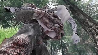 Dark Elf gets her pussy railed by a massive troll cock in Skyrim