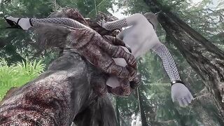 Dark Elf gets her pussy railed by a massive troll cock in Skyrim