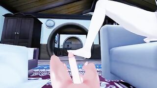 Foot job with Lumine, the cute boy from Genshin Impact, in a hentai style video