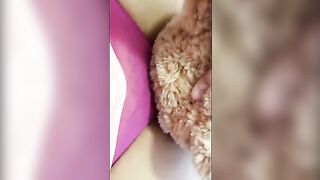 Girl is horny, so she humps her favorite teddy bear