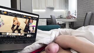 A stunning blonde catches me jerking off and offers to assist!