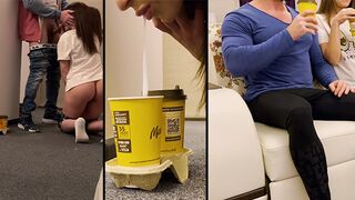 The delivery guy came to the house and was asked to eat cum
