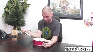 Natasha Nice is too fucking horny to wait for a boss's cock