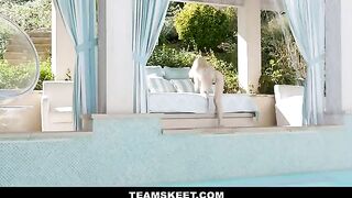 Petite yoga girl Lola Fae gets banged by the pool