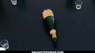 Bottle spinning game turned into a steamy foursome with stepdads