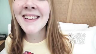 Redhead teen with freckles and red pubic hair gets her pussy railed