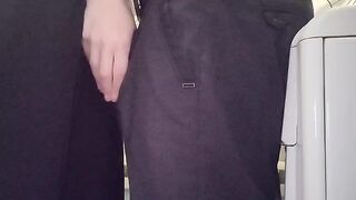 Girl wears glasses, cheats on her husband with a guy in the bathroom