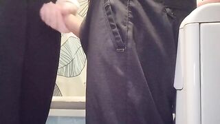 Girl wears glasses, cheats on her husband with a guy in the bathroom