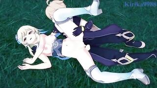 Aether and Lumine fuck in the meadow, inspired by Genshin Impact hentai