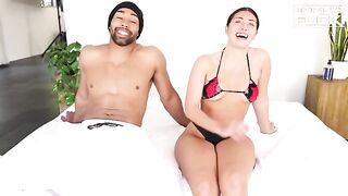 Black dude Jaxson bangs big booty brunette Enola in a steamy scene