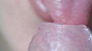 Girl couldn't swallow all the sperm, so she spit it out