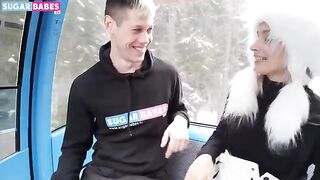A pretty blonde has sex with her boyfriend in the park