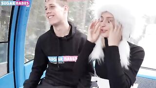 A pretty blonde has sex with her boyfriend in the park