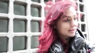 Redhead college girl gets picked up for a rough sex casting session