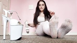 Dirty white tights and pleasers foot worship with exclusive content