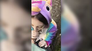 A girl ran away after getting fucked in public by two guys, it was an April Fool's prank