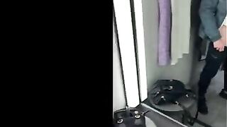 I did a big squirt in the fitting room, cum on my face