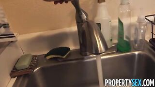 Exotic babe with huge boobs gets fucked by her landlord