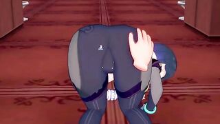 Hentai Yelan gets fucked in doggy style by a beautiful babe