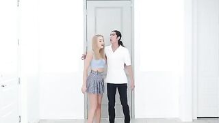 Skinny blonde Madison Summers gets fucked hard in the kitchen in a passionate scene