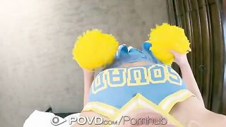 Cheerleader fucks her coach in a steamy, immersive POV scene
