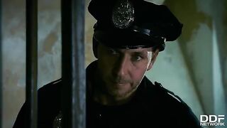 Rosella Visconti and Kathia Nobili in a hot FFM threesome in a police station