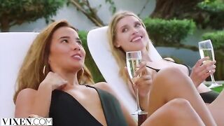Stunning beauties Agatha, Freya, and Lika enjoy an intense foursome