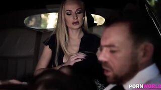 The driver got fucked by a busty blonde and her friend in a steamy encounter