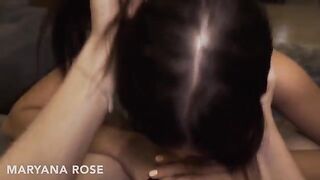 The friend taught Maryana Rose to fuck and suck properly