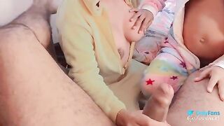 A pregnant woman in the 6th month devours two hard dicks with pleasure