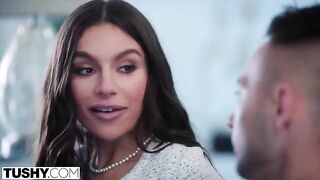 A gorgeous brunette named April tries anal sex for the first time on TUSHY