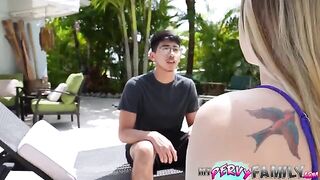 Pervert guy fucks his stepsister and she swallows his cum