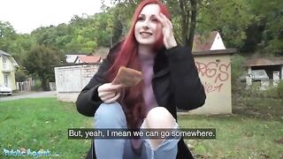Public Agent: A young woman is showing off her pierced tits on the street