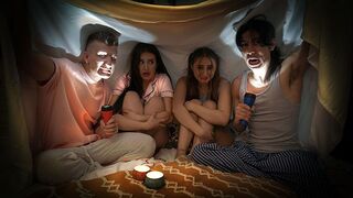 Naughty boys tell a spooky story to scare Penelope Kay and Aubrey Valentine, but it backfires