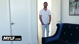 Alix Lynx, the busty bombshell, takes a lucky guy’s cock balls deep in her mouth and makes him cum