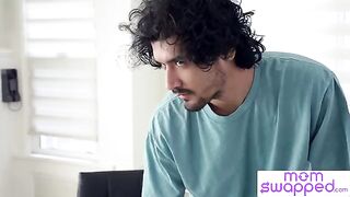 Sexy MILF Caitlin Bell gets her pussy pounded by young guy’s hard cock in steamy action