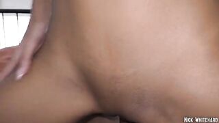 Skinny Asian teen Lia Lin gets her pussy smashed hard by a huge black cock