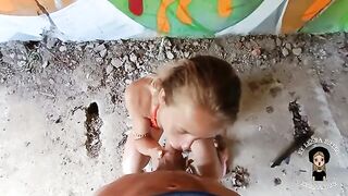 A cute blonde babe got fucked in a ruinous building