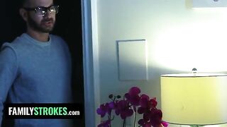 Stepdaughter Vanna Bardot pleases stepdad while her stepmom is in the room
