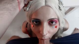 Crazy bitch Harley Quinn gets her pussy filled with a huge butt plug