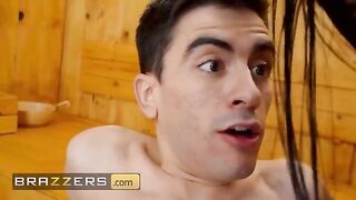 Two girls catch a guy spying and screw him hard