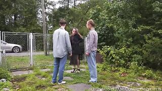 A hot chick got fucked hard in the village, experiencing intense passion