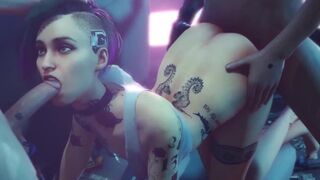 Judy Alvarez and Panam Palmer in intense cyberpunk action