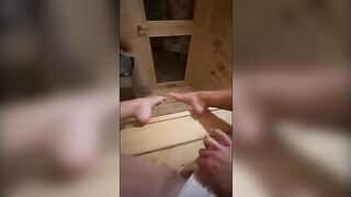 Guy masturbating in sauna and I came to see him off