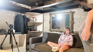The girl was fucked at home by two guys with huge cocks