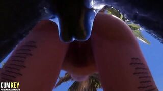 Two girls getting fucked by a big cock monster