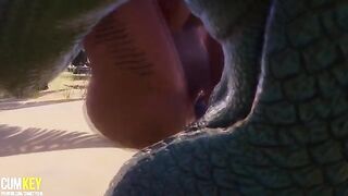 Two girls getting fucked by a big cock monster
