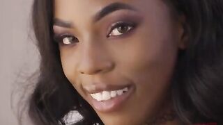 Petite ebony babe Sarah Banks gets her asshole gapped